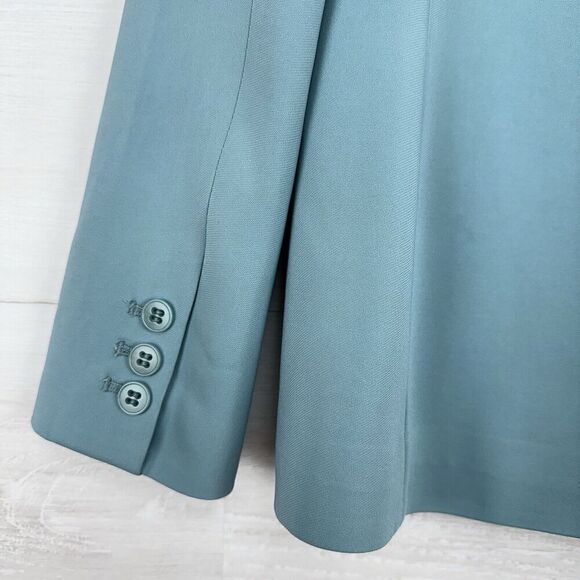 Tibi Steward Oversized Double Breasted Blazer Size 2 Seafoam Green Stretch Crepe - Picture 10 of 16